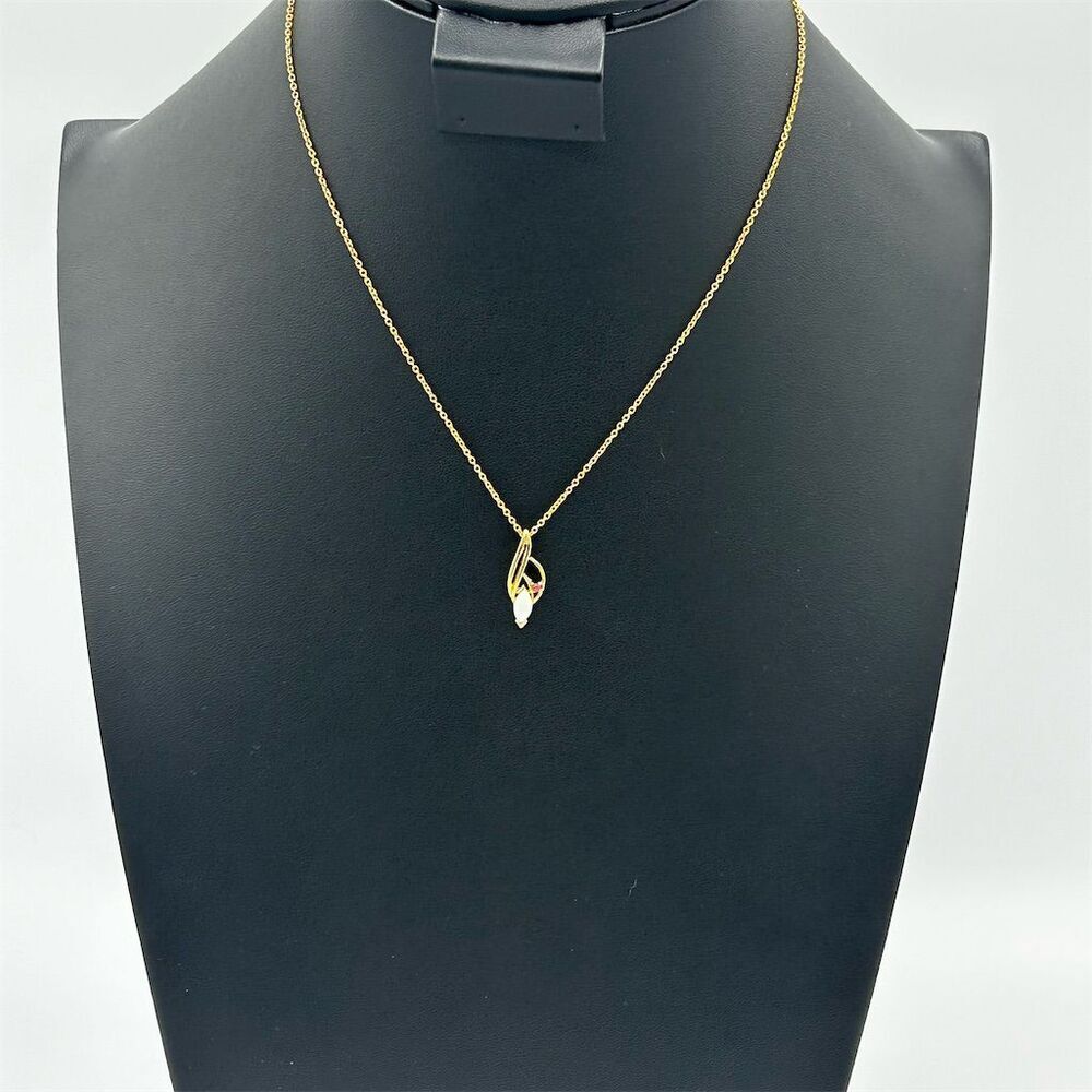 Lovely Ronte’ Of Beverly Hills Genuine Opal & Ruby Pendant Necklace